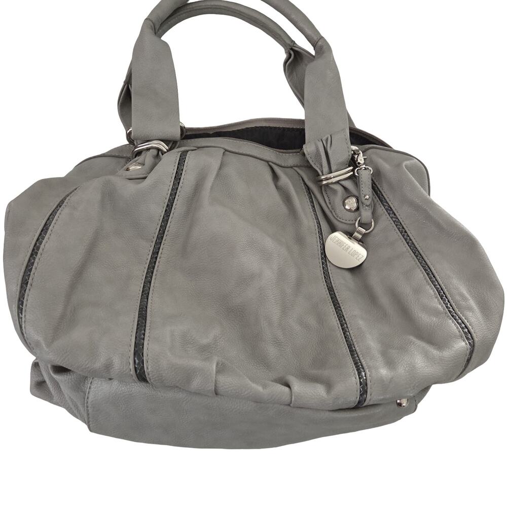 Jennifer Lopez Vegan Leather Double Handle Handbag Purse Moto Glam